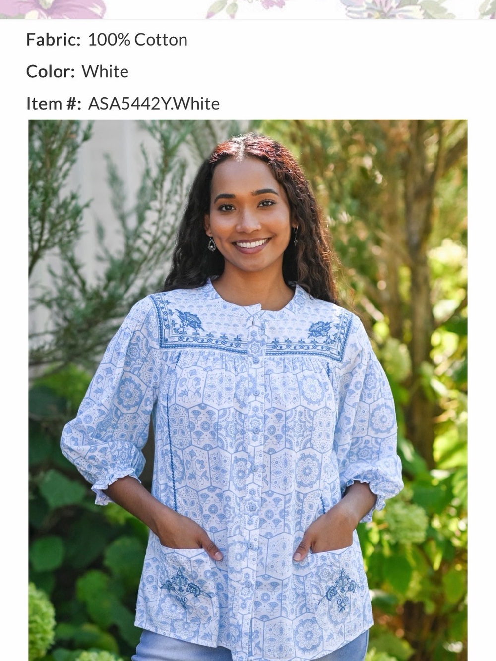 April Cornell White and Blue “Artist Smock”
